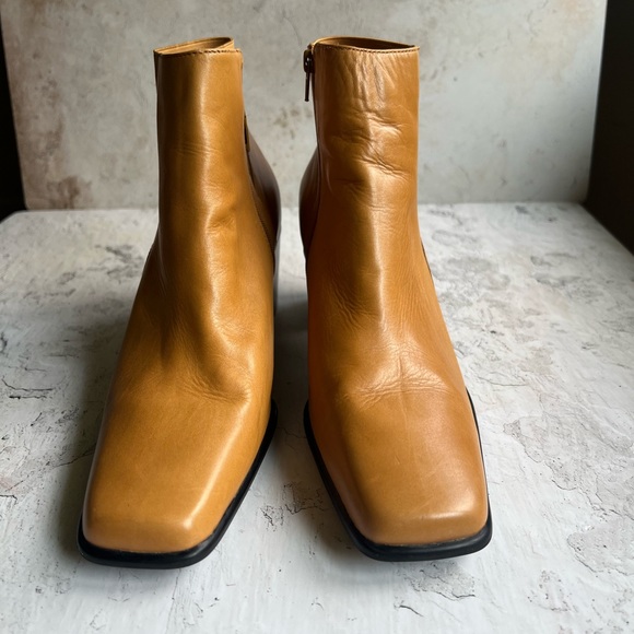 NICOLE Genuine Leather Square Toe Mustard Chelsea Ankle Boot 10 - Picture 2 of 8